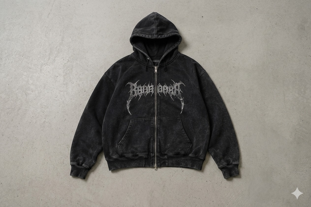 Black Washed Vintage Hoodie