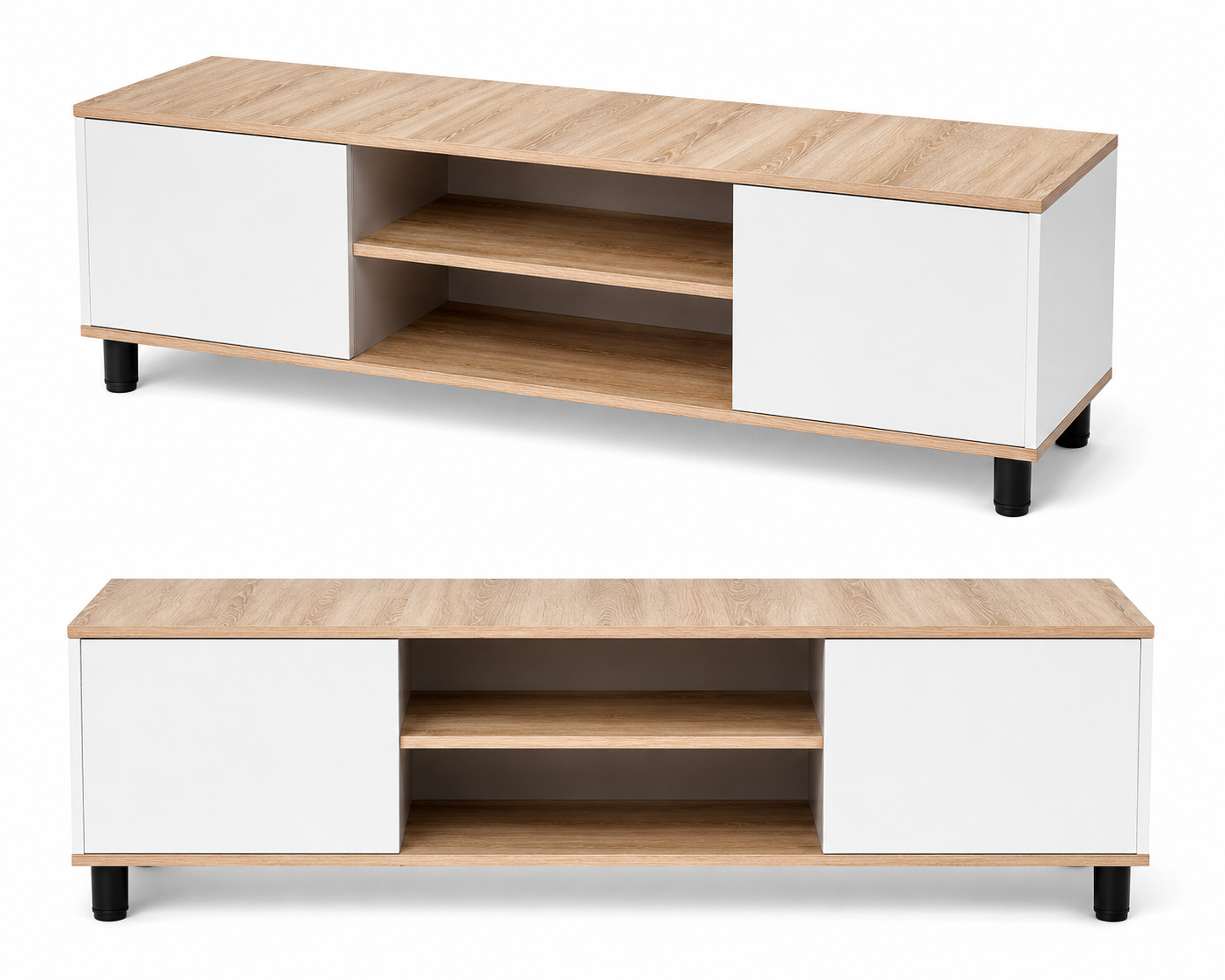 Modern Oak & White TV Stand.