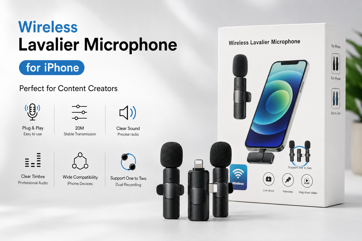 Wireless Lavalier Microphone for iPhone