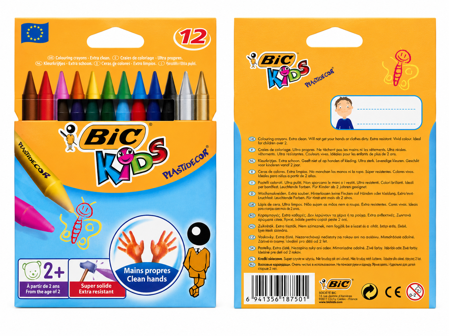 BIC Kids Plastidecor Crayons – 12 Colors