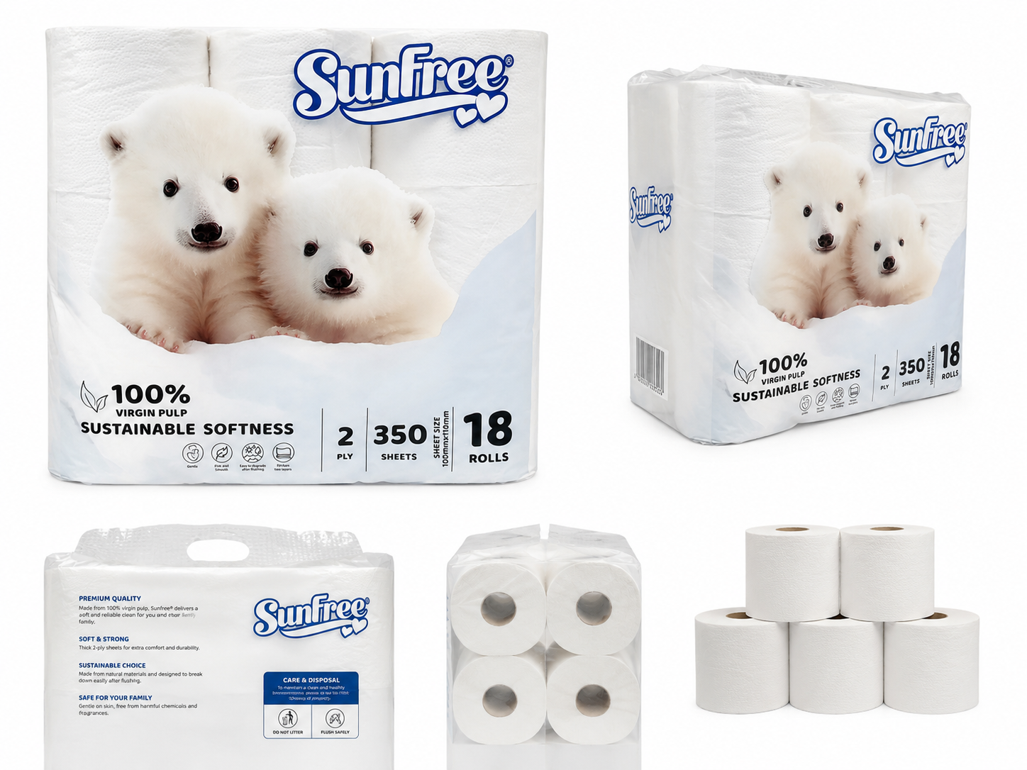 SunFree 2-Ply Toilet Tissue – 18 Rolls