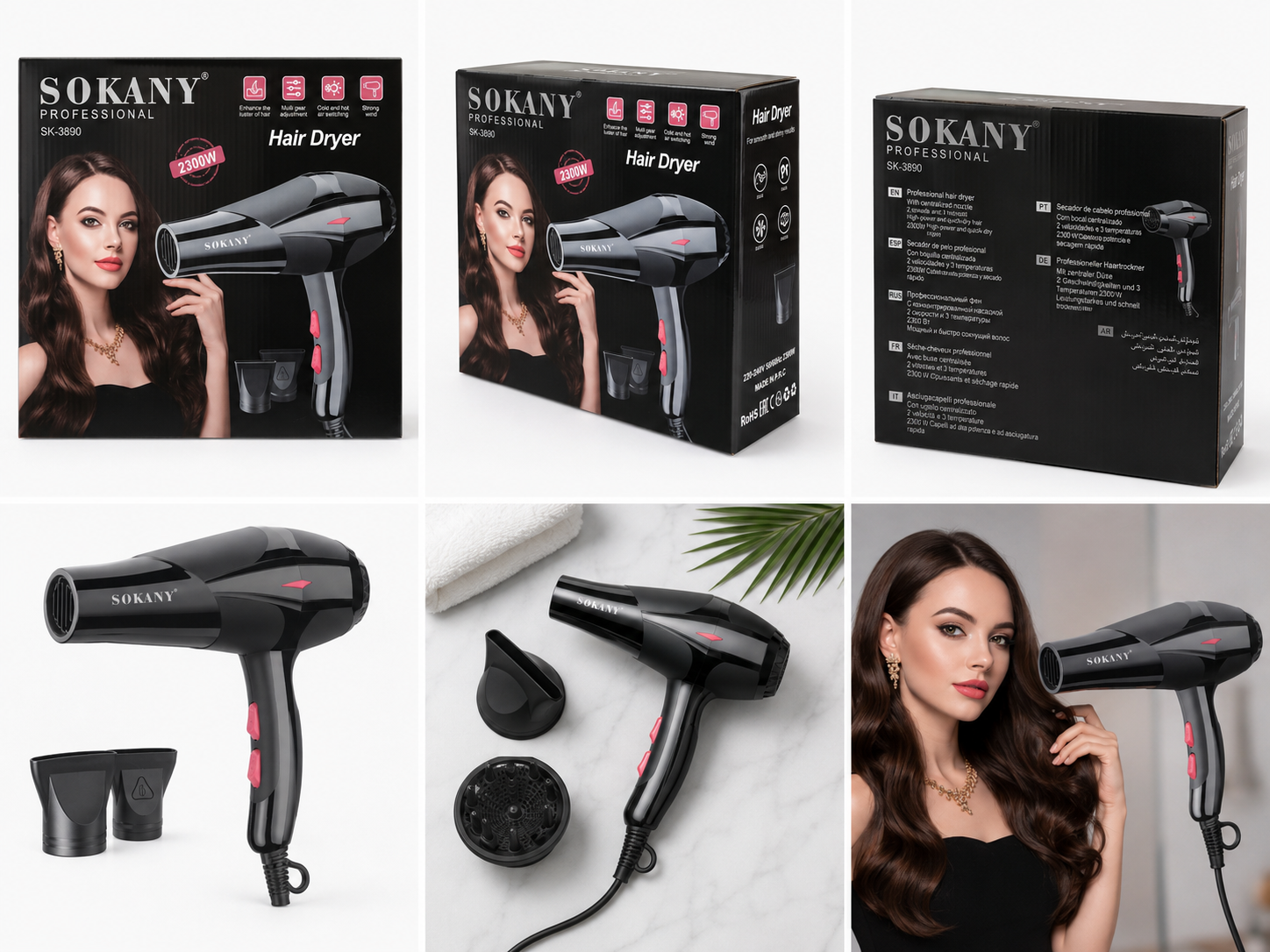 Sokany Professional Hair Dryer (SK-3890) – 2300W