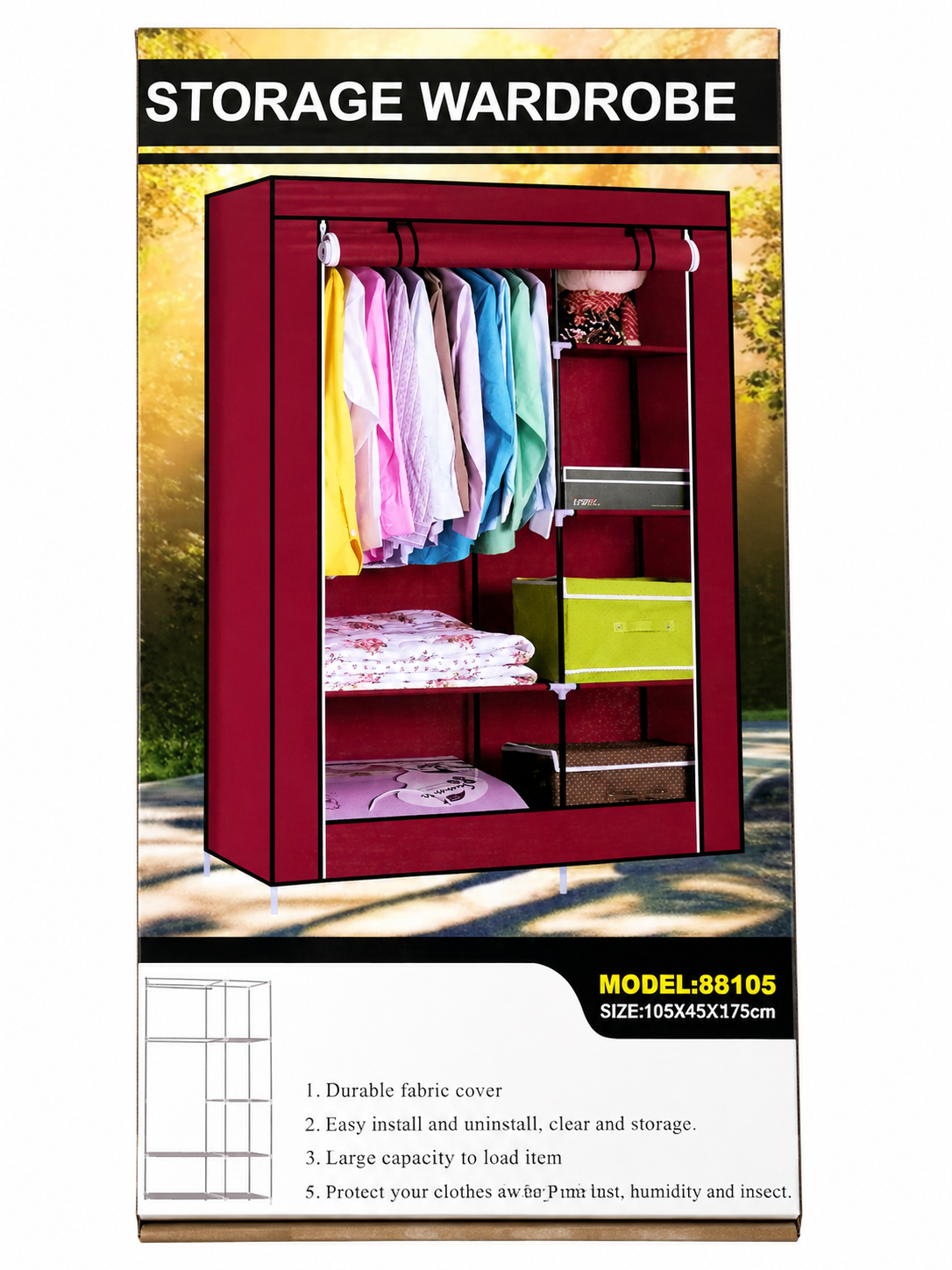 Portable Storage Wardrobe – Model L88105 (105 × 45 × 175 cm)