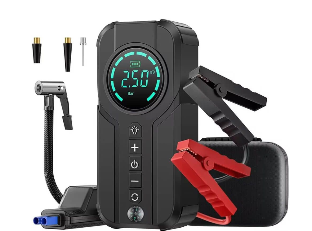 2-in-1 Tire Inflator & Battery Jump Starter – The Ultimate Roadside Emergency Kit