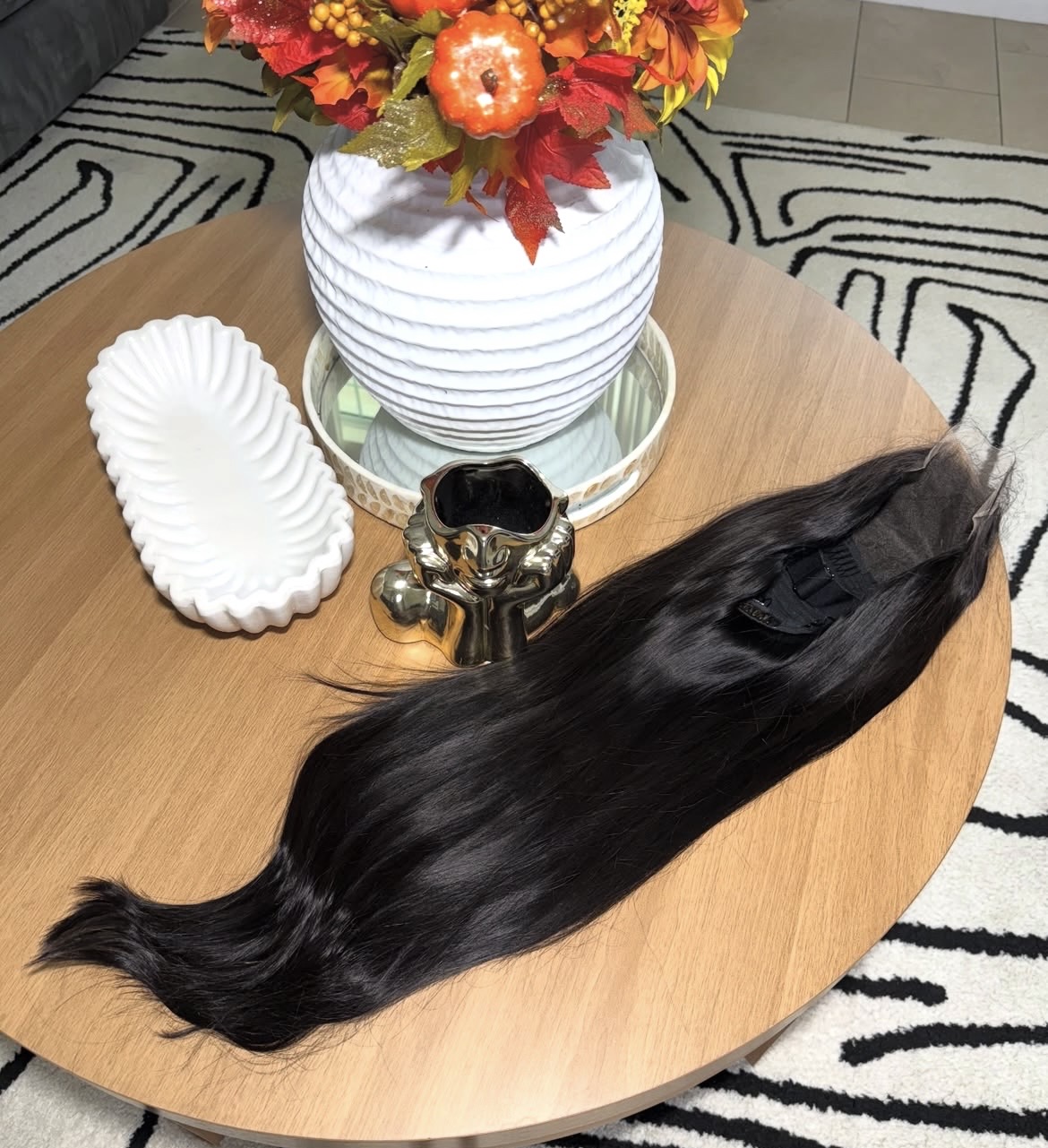 30”bone straight human hair blend 13x4