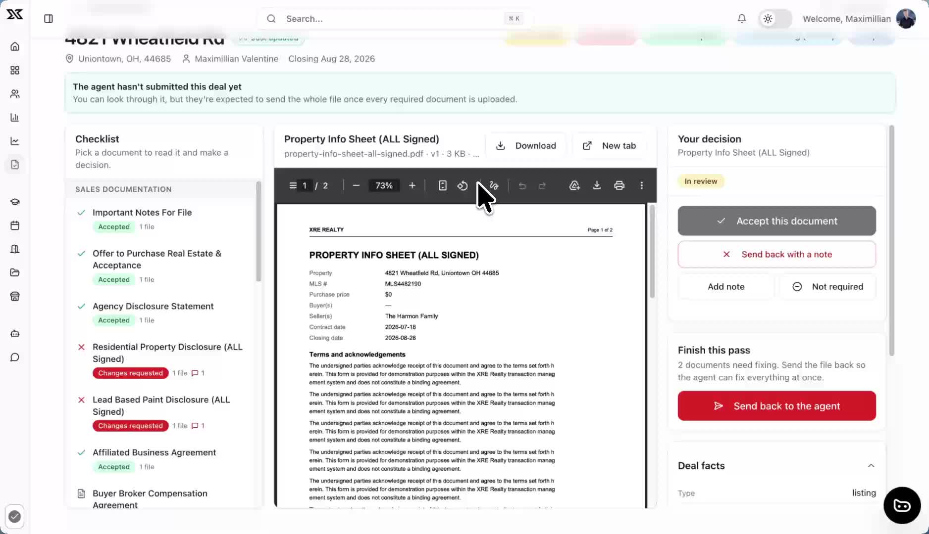 Capped virtual office back-office walkthrough video showing transactions, roster, and commissions