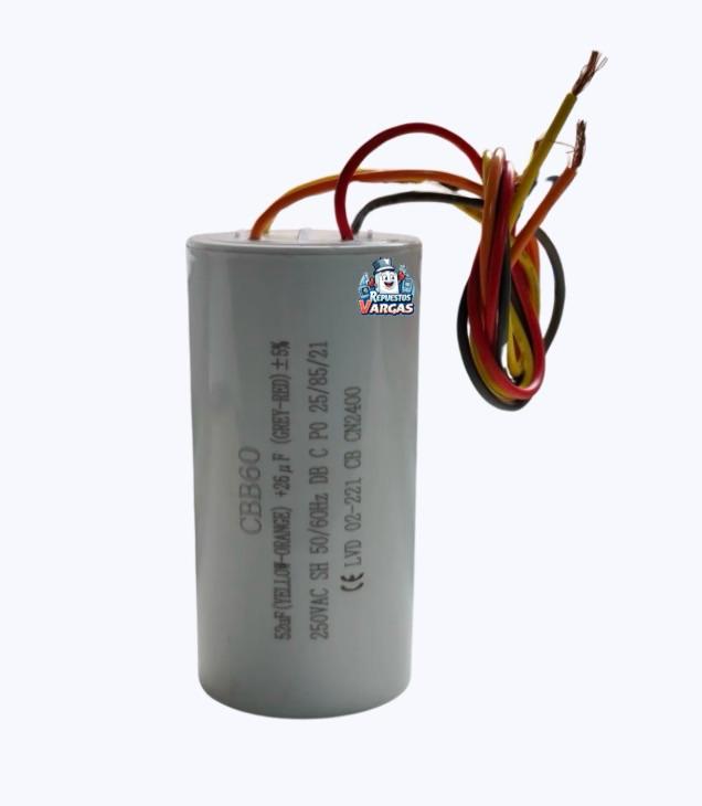 CAPACITOR LAVADORA DOBLE 26 + 52uf PLÁSTICO