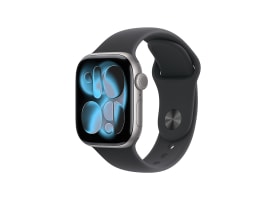 Apple Watch Series 11 GPS 42mm Rymdgrå Aluminiumboett med Svart Sportband - S/M
