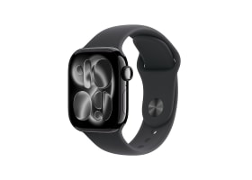 Apple Watch Series 11 GPS + Cellular 42mm Gagatsvart Aluminiumboett med Svart Sportband - S/M