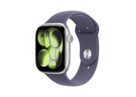 Apple Watch Series 11 GPS + Cellular 46mm Silver Aluminiumboett med Purpurdimma Sportband - S/M