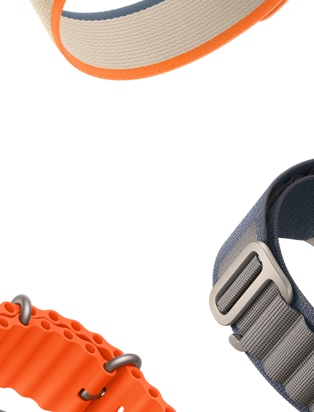 Bergsloop i blått, terrängloop i orange/beige, havsband i orange