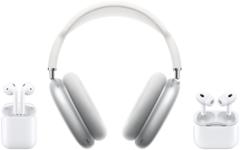 Airpods, Airpods Max och Airpods Pro visas.