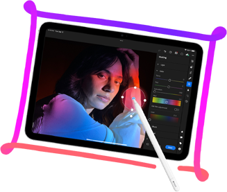 Apple Pencil som redigerar en bild på iPad