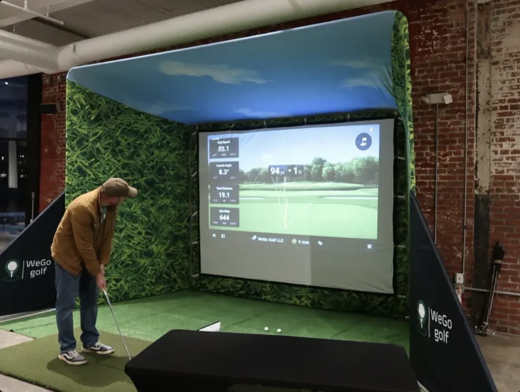 A WeGo simulator set up at an event.