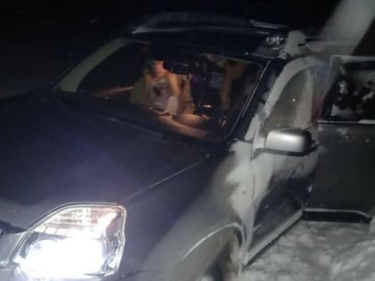 Под Марксом взрослые и трое детей застряли на машине в снежном заносе