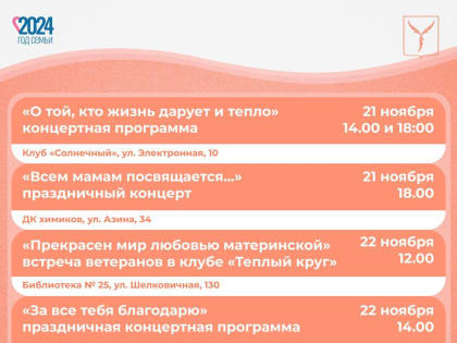 Культурные мероприятия ко Дню матери в городе