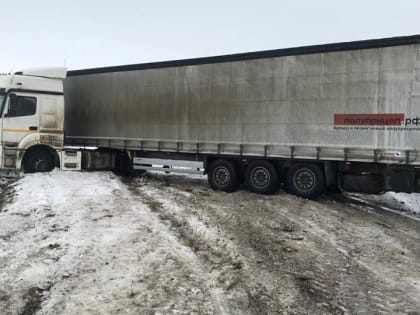 Саратовские полицейские помогли съехавшей с трассы московской фуре