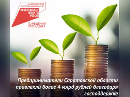 Предприниматели Саратовской области привлекли более 4 млрд рублей благодаря господдержке