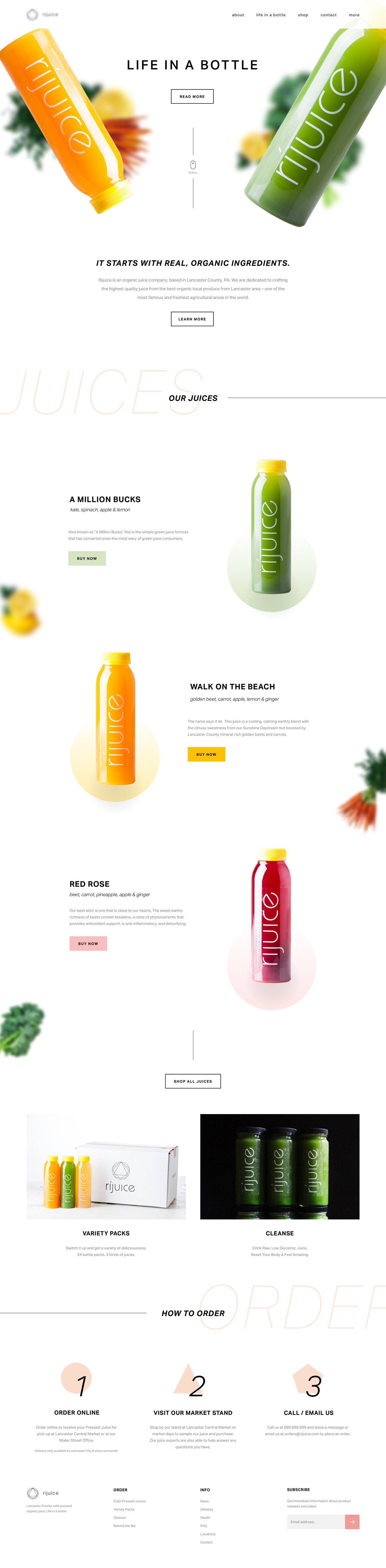 Juice co homepage mockup