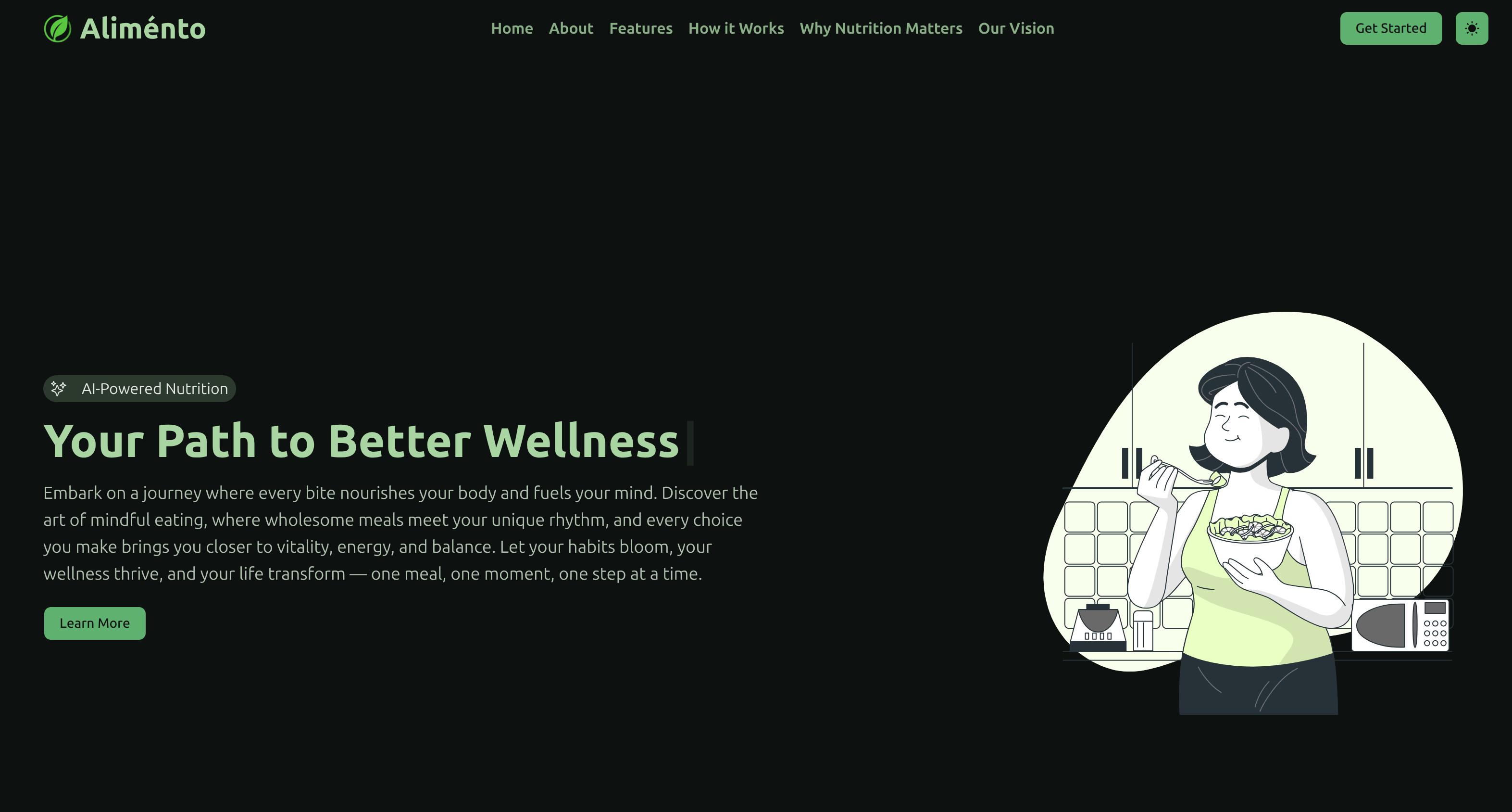 Screenshot or preview of Aliménto Nutrition App