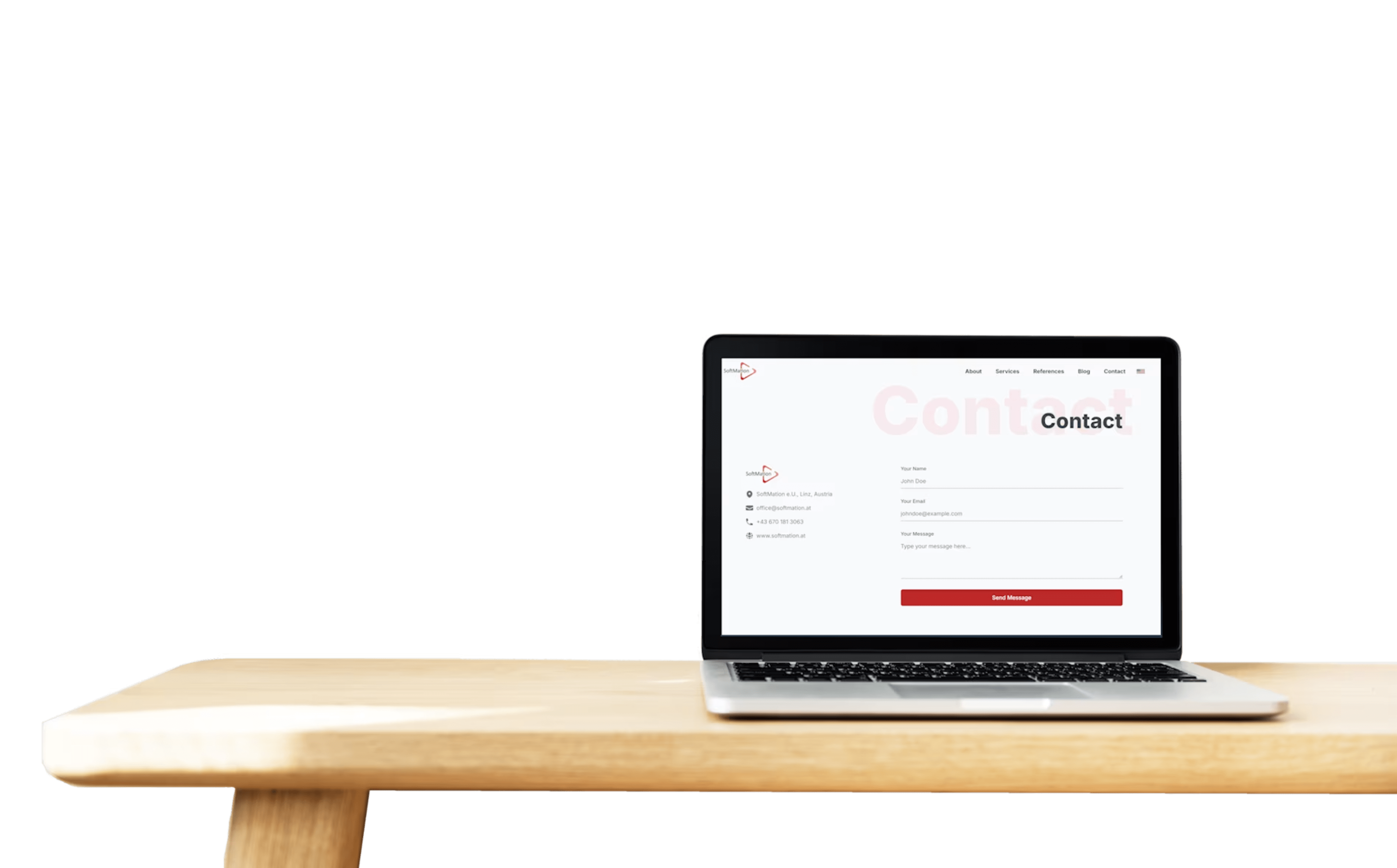 SoftMation on Notebook on Wood Table