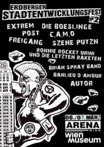 ERDBERGER STADTENTWICKLUNGSFEST #2 I Tag 2 feat. AUTOR + BÖSLINGE + C.A.M.O + RONNIE ROCKET URINI u.a. - 07.03.2026 18:00 at Arena Wien, Baumgasse 80, 1030 Wien, Österreich