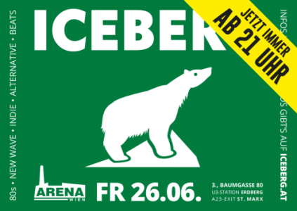 ICEBERG - Fr., 26.06.2026, 21:00 at Arena Wien, Baumgasse 80, 1030 Wien, Österreich