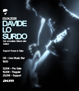The Fastest Guitarist in History Davide Lo Surdo – Live at G5 - Fr., 03.04.2026, 19:00 at G5 - Live Music Bar, Heiligenstädter Straße 31, 1190 Wien, Österreich