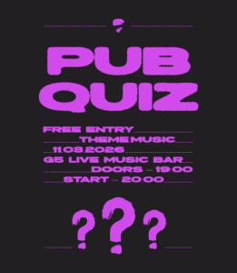G5 Pubquiz - Wed, Mar 11, 2026, 19:00 at G5 - Live Music Bar, Heiligenstädter Straße 31, 1190 Wien, Österreich