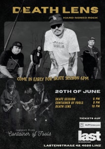 Death Lens x Container of Fools x skate session - Sat, Jun 20, 2026, 18:00 at last by Schachermayer, Lastenstraße 42, 4020 Linz, Österreich