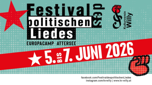 Festival des politischen Liedes 2026 - 05.06.2026 17:00 at Europacamp, 4853 Weißenbach am Attersee, Österreich