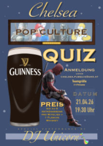 Pop Culture PUB QUIZ - Tue, Apr 21, 2026, 20:00 at Chelsea, U-Bahnbögen 29-30, 1080 Wien, Österreich