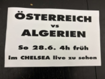 ÖSTERREICH vs ALGERIEN - Sun, Jun 28, 2026, 20:00 at Chelsea, U-Bahnbögen 29-30, 1080 Wien, Österreich