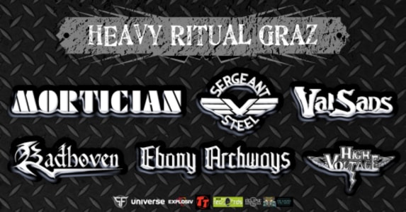 HEAVY RITUAL GRAZ 2026: MORTICIAN (A); SERGEANT STEEL (A); VALSANS (A); BADHOVEN (A); EBONY ARCHWAYS (A); HIGH VOLTAGE (A) - 07.02.2026 17:00 at Jugend- und Kulturzentrum Explosiv, Bahnhofgürtel 55a, 8020 Graz, Österreich