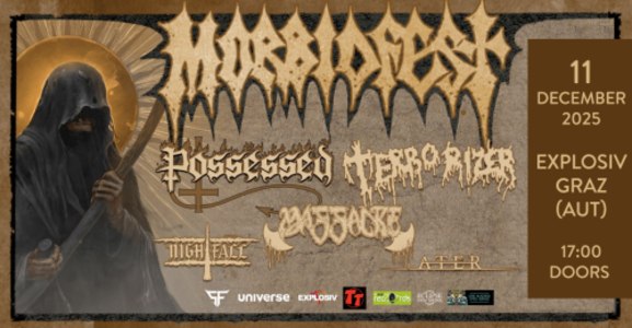 MORBIDFEST 2025: POSSESSED (USA); TERRORIZER (USA); MASSACRE (USA); NIGHTFALL (GRE); ATER (CHI) - 11.12.2025 17:00 at Jugend- und Kulturzentrum Explosiv, Bahnhofgürtel 55a, 8020 Graz, Österreich