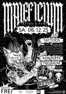 Maleficium Tattoo und Punk Party - 06.12.2025 20:00 at Freiraum St. Pölten, Herzogenburger Str. 12, 3100 St. Pölten, Österreich
