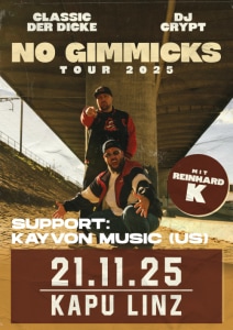 DJ Crypt ＆ Classic der Dicke, Reinhard K, Kayvon Music - 21.11.2025 21:00 at KAPU, Kapuzinerstraße 36, 4021 Linz, Österreich