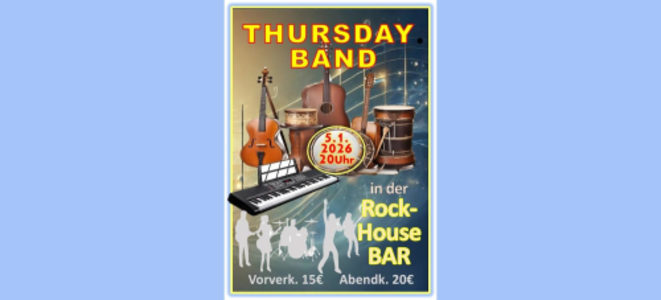 THURSDAY BAND (AUT) - 05.01.2026 19:00 at Rockhouse Salzburg, Schallmooser Hauptstraße 46, 5020 Salzburg, Österreich