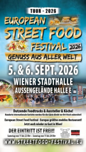 EUROPEAN STREET FOOD FESTIVAL - 06.09.2026 11:00 at Wiener Stadthalle, Roland-Rainer-Platz 1, 1150 Wien, Österreich