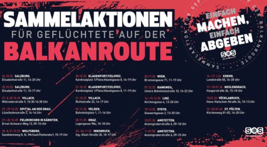sammelaktion für geflüchtete auf der balkanroute - 19.12.2025 13:00 at Kulturhaus röda, Gaswerkgasse 2, 4400 Steyr, Österreich