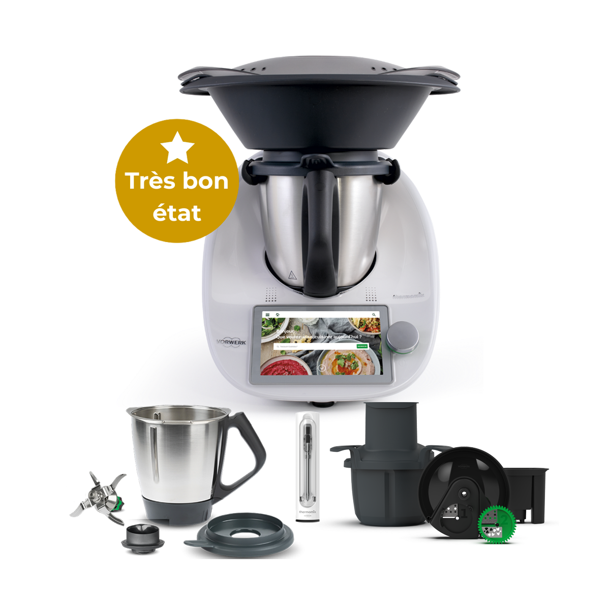 Thermomix® TM6 reconditionné + Second bol + Thermomix® Sensor + Découpe-Minute+ - Garantie 2 ans - Très bon état