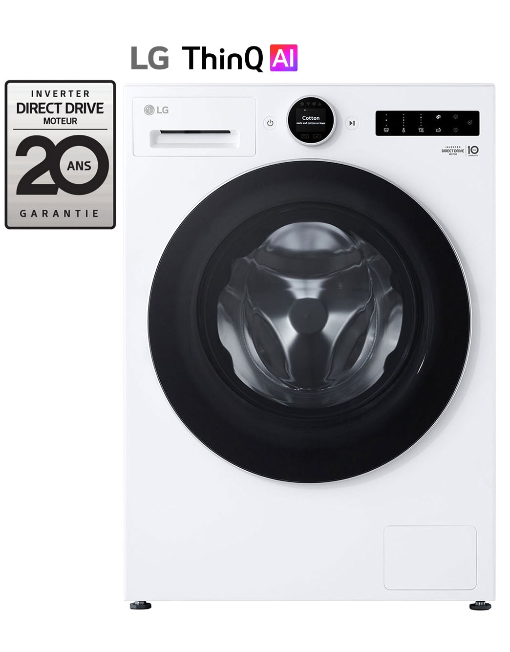 LG Lave-linge 11 kg | Molette avec écran LCD intégré | AI DD™ | Turbowash™ | Steam™ F14X71WHST