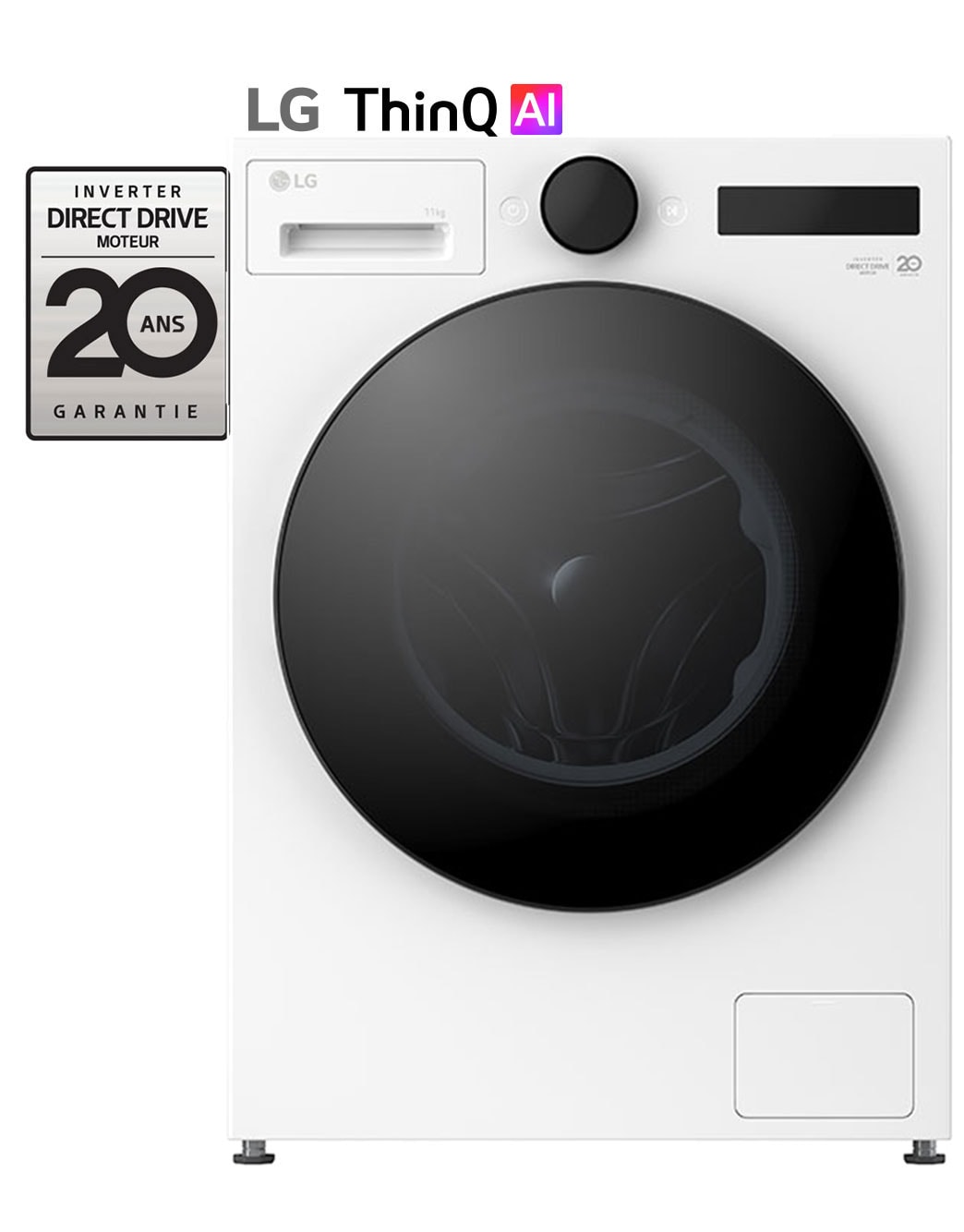 LG Lave-linge 11 kg | Molette avec écran LCD intégré | AI DD™ | Turbowash™ | Steam™ F14X76WHST
