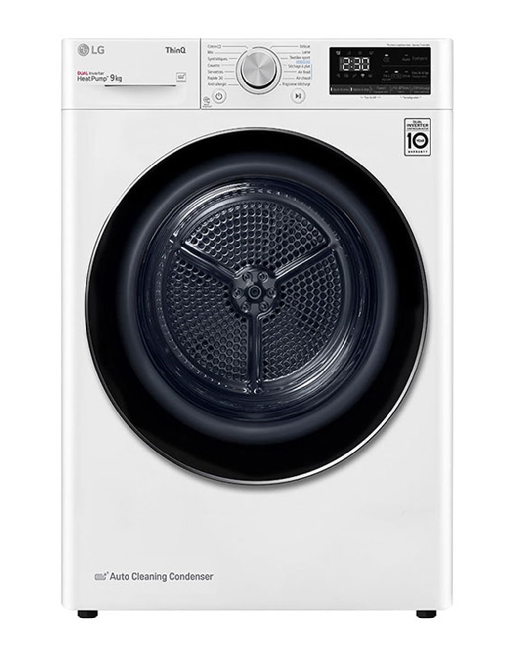 LG Sèche-linge 9 kg | Pompe à chaleur | Condenseur autonettoyant | Moteur et compresseur DUAL Inverter garantis 10 ans RH9V50WH