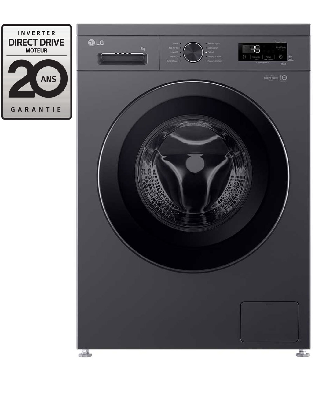 LG Lave-linge 8 kg | moteur Inverter Direct Drive™ | Steam™ | Top amovible F84B15MBS