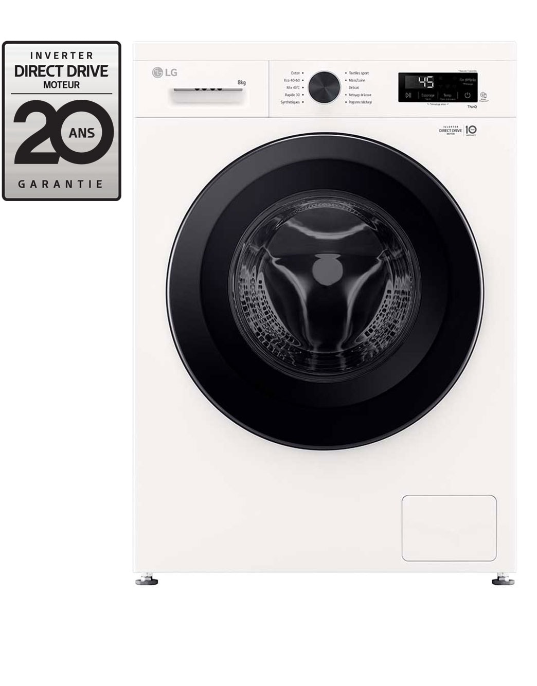 LG Lave-linge 8 kg | 58L | Steam™ F84B15WHS