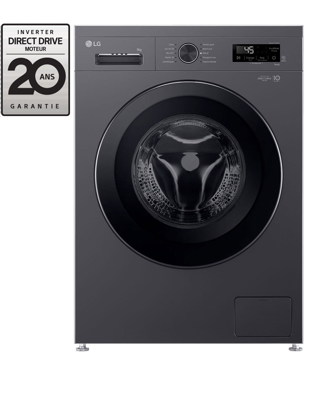 LG Lave-linge 9 kg - 58L | Steam™ | ThinQ F94B15MBS