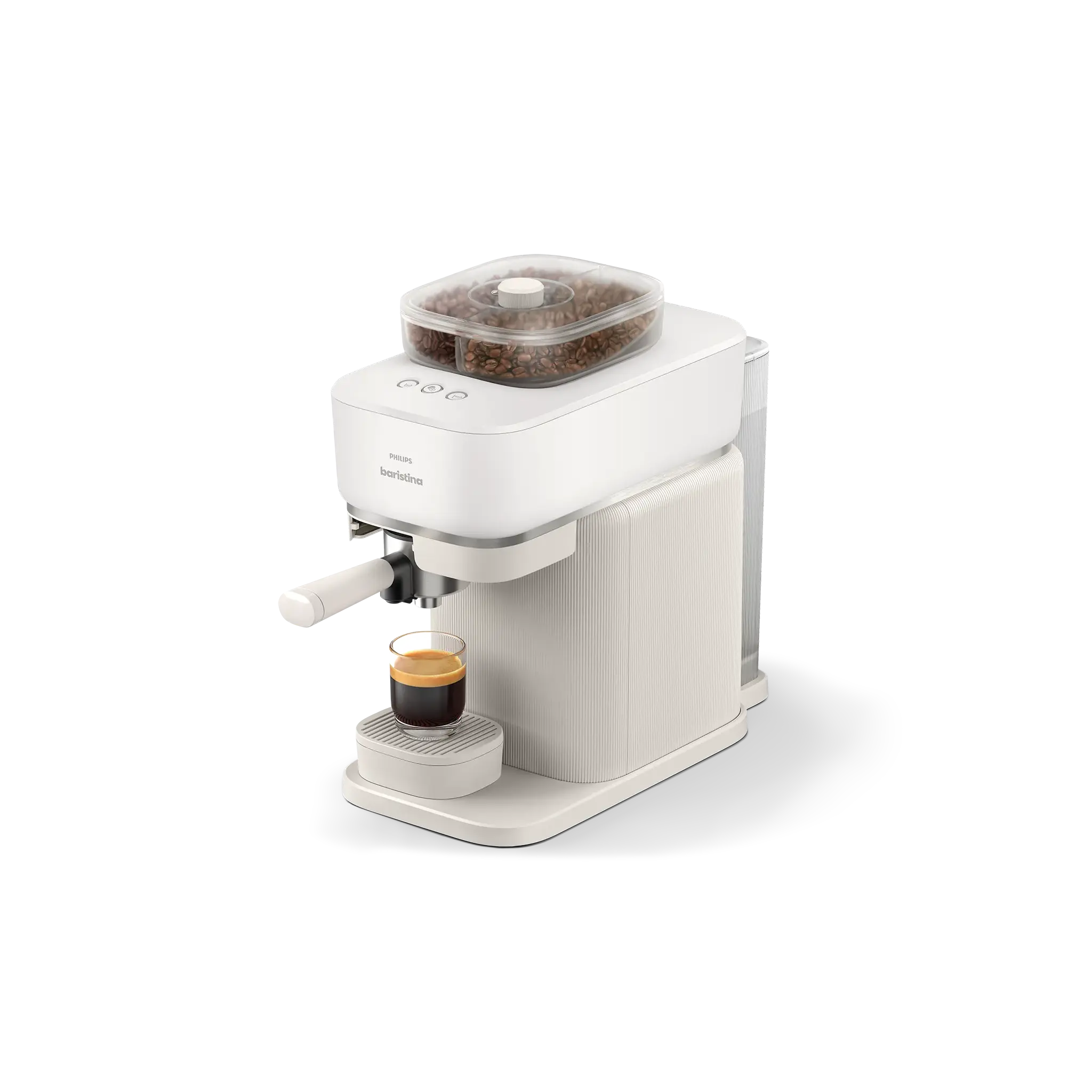 Philips Baristina Variety Machine à expresso - Cafetière à grain bac double compartiment Blanche