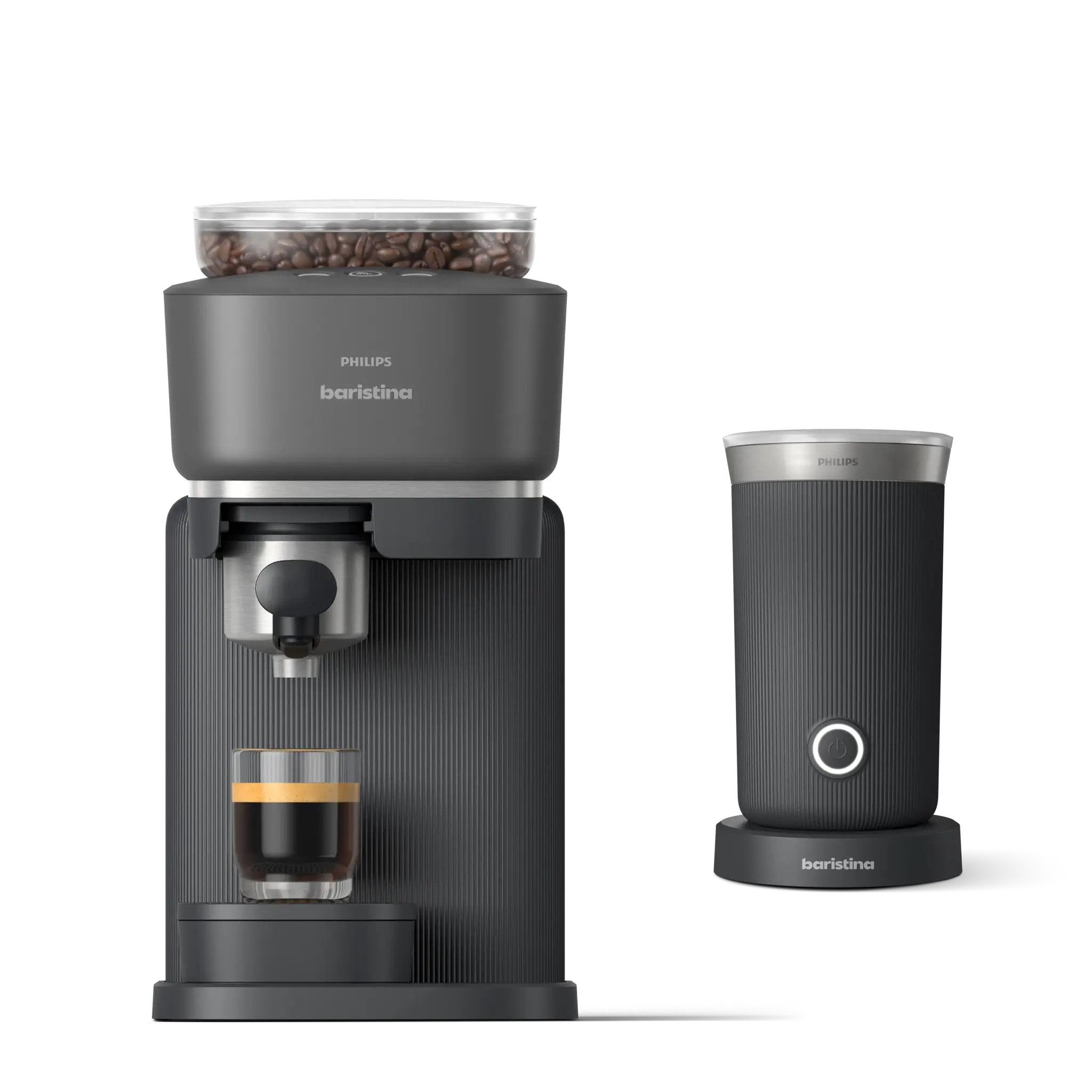 Philips Baristina Latte Machine à expresso - Cafetière à grain Noire et mousseur à Lait