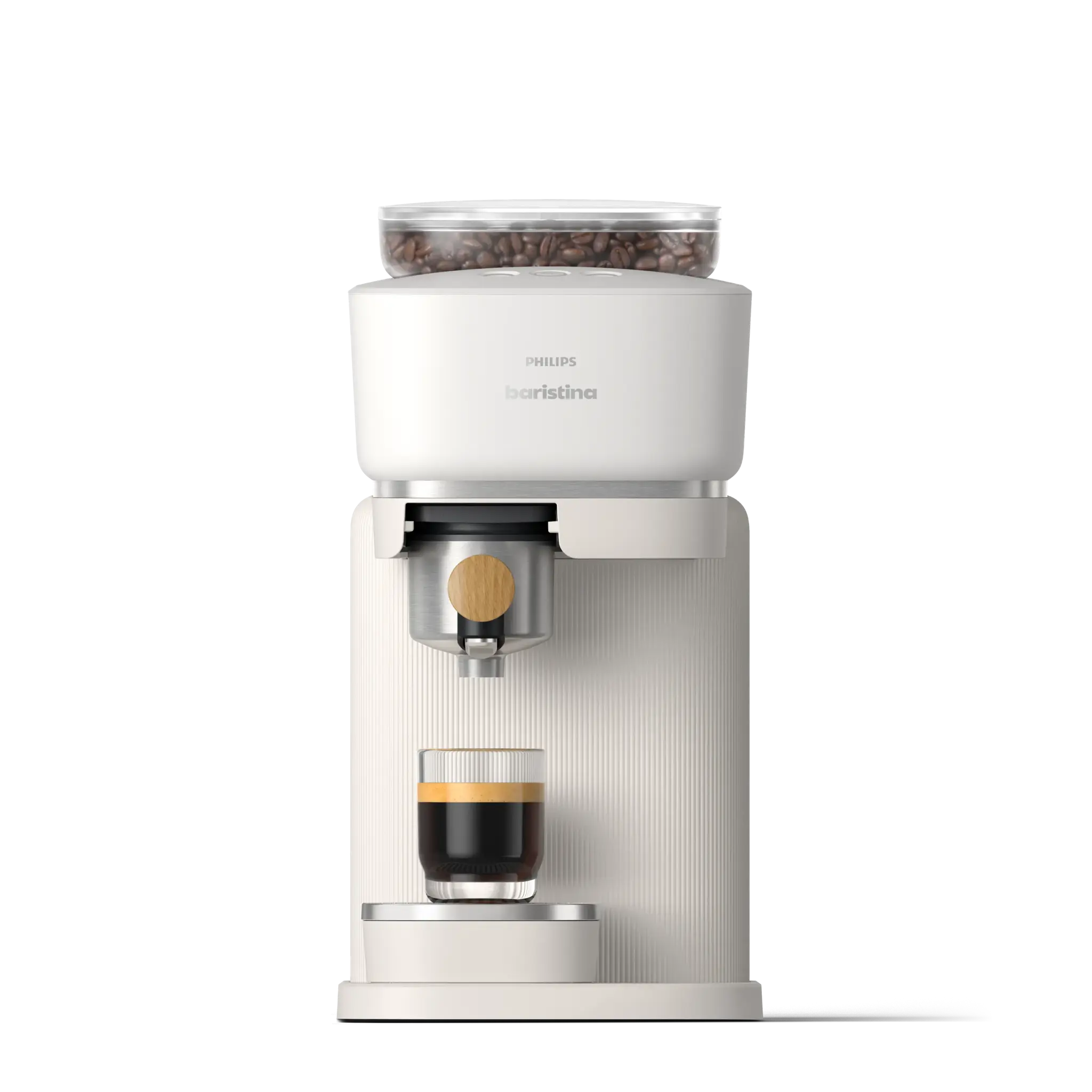 Philips Baristina Black Machine à expresso - Cafetière à grain Blanche, Porte-filtre Bois Hêtre